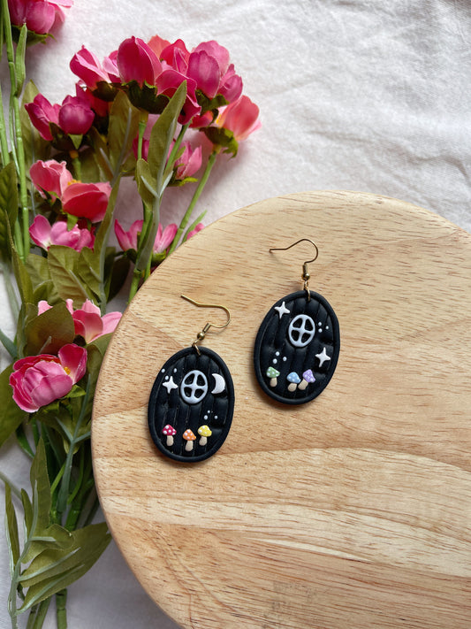 Fairy Door Mushroom Pride Clay Earrings
