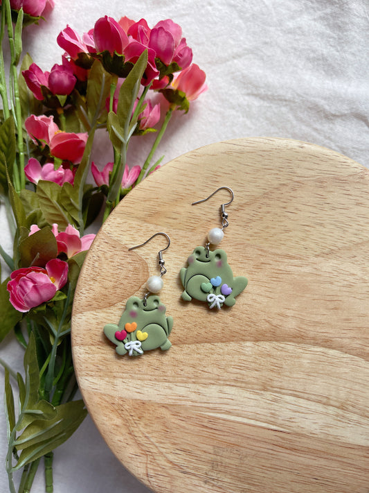 Lover Frog Pride Clay Earrings