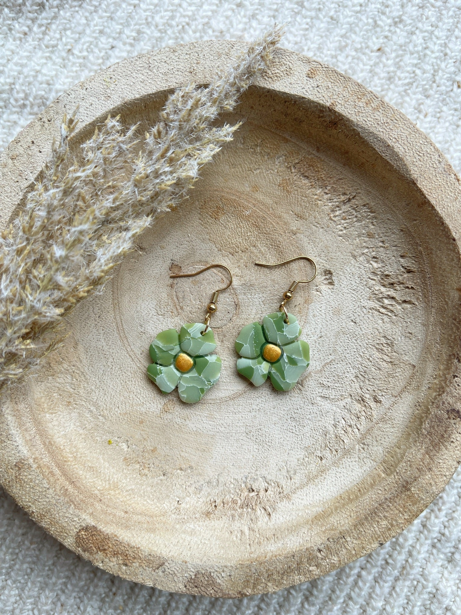polymer clay succulent earrings Flower Marble Clay Earrings – Made By Mica