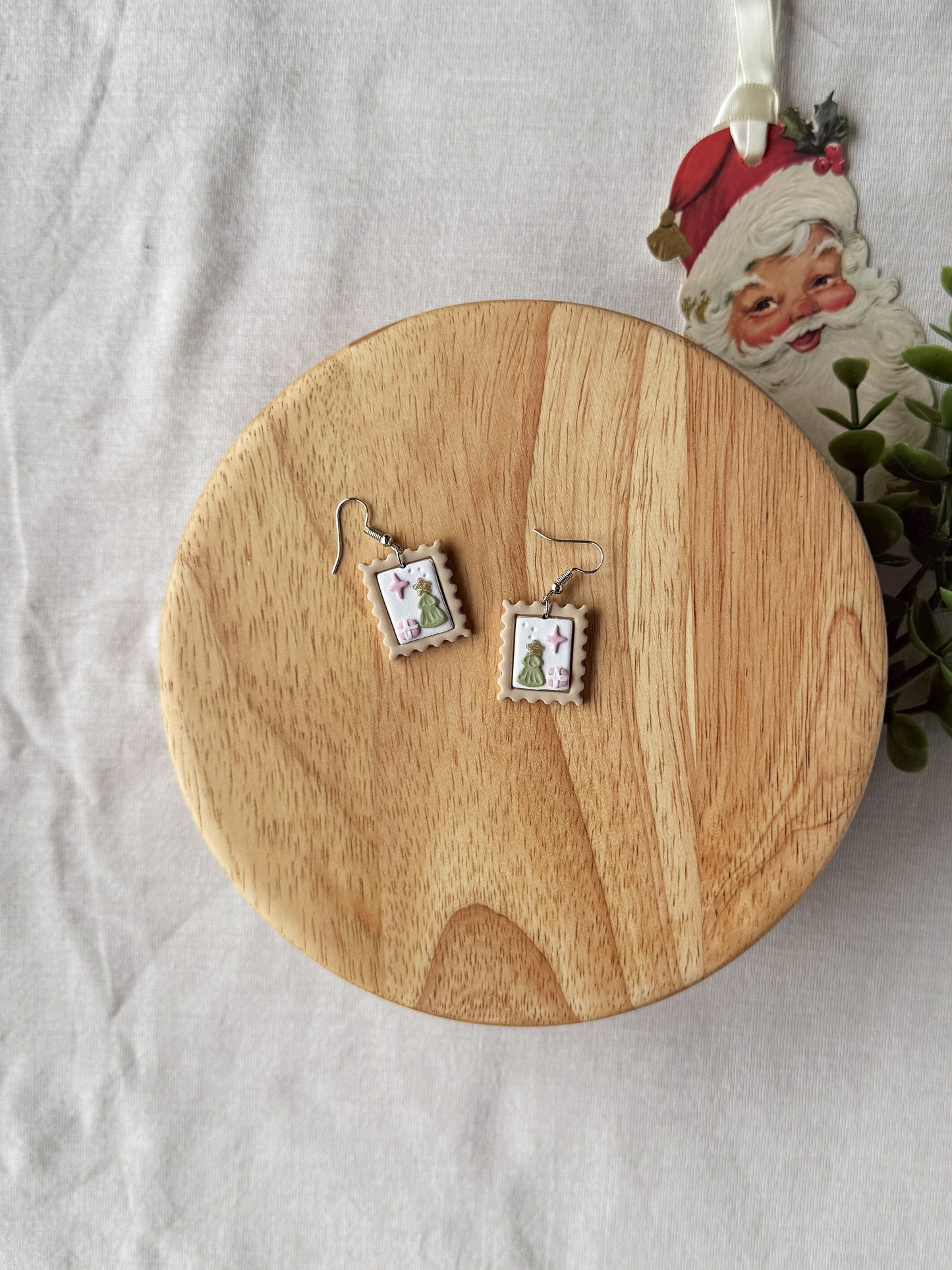 Winter Stamp Clay Earrings