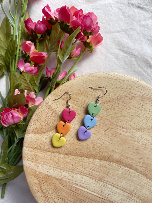 Heart Chain Pride Clay Earrings