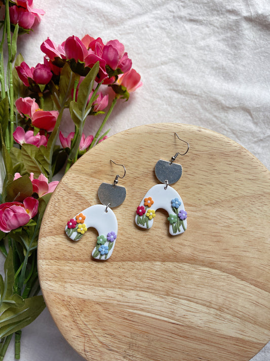 Flower Field Pride Clay Earrings