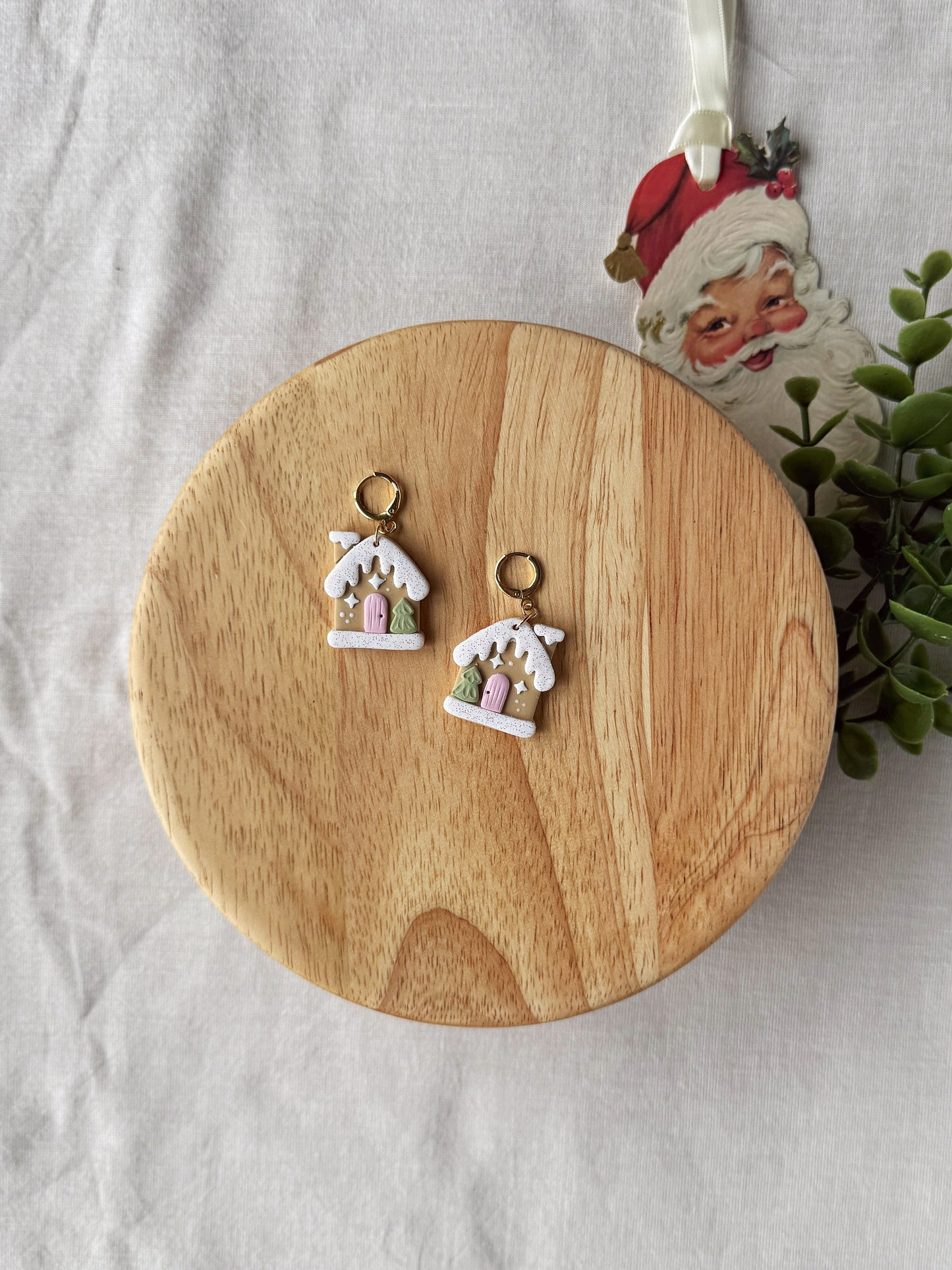 Pink House Clay Earrings