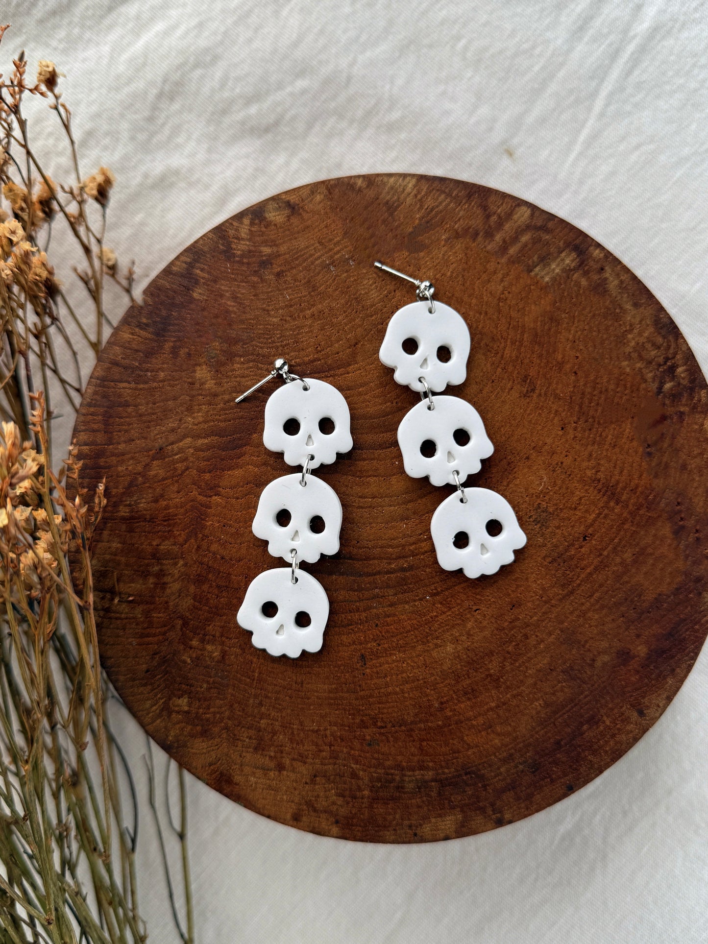 Stacked Skeleton Clay Earrings