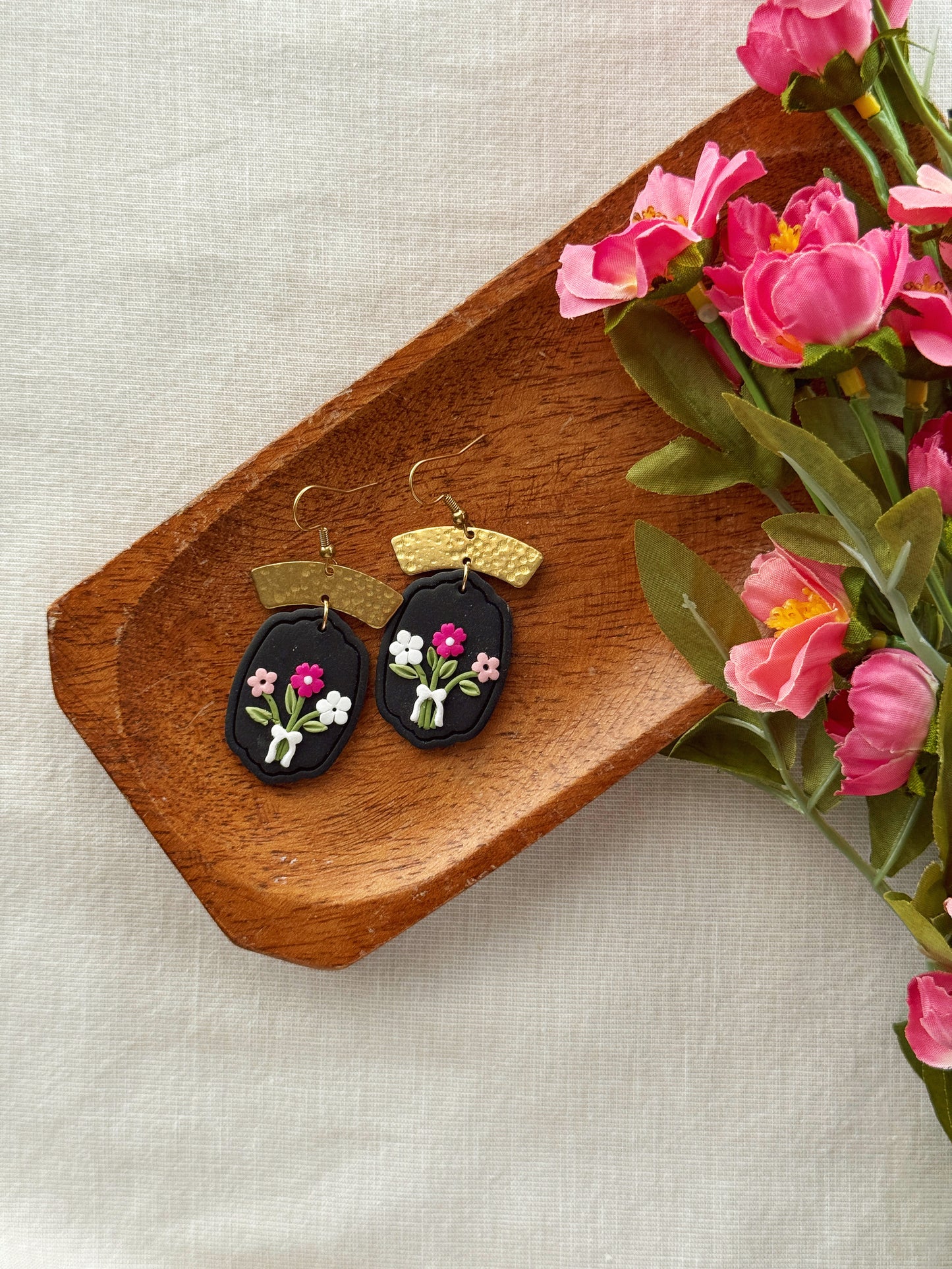 Floral Bouquet Clay Earrings