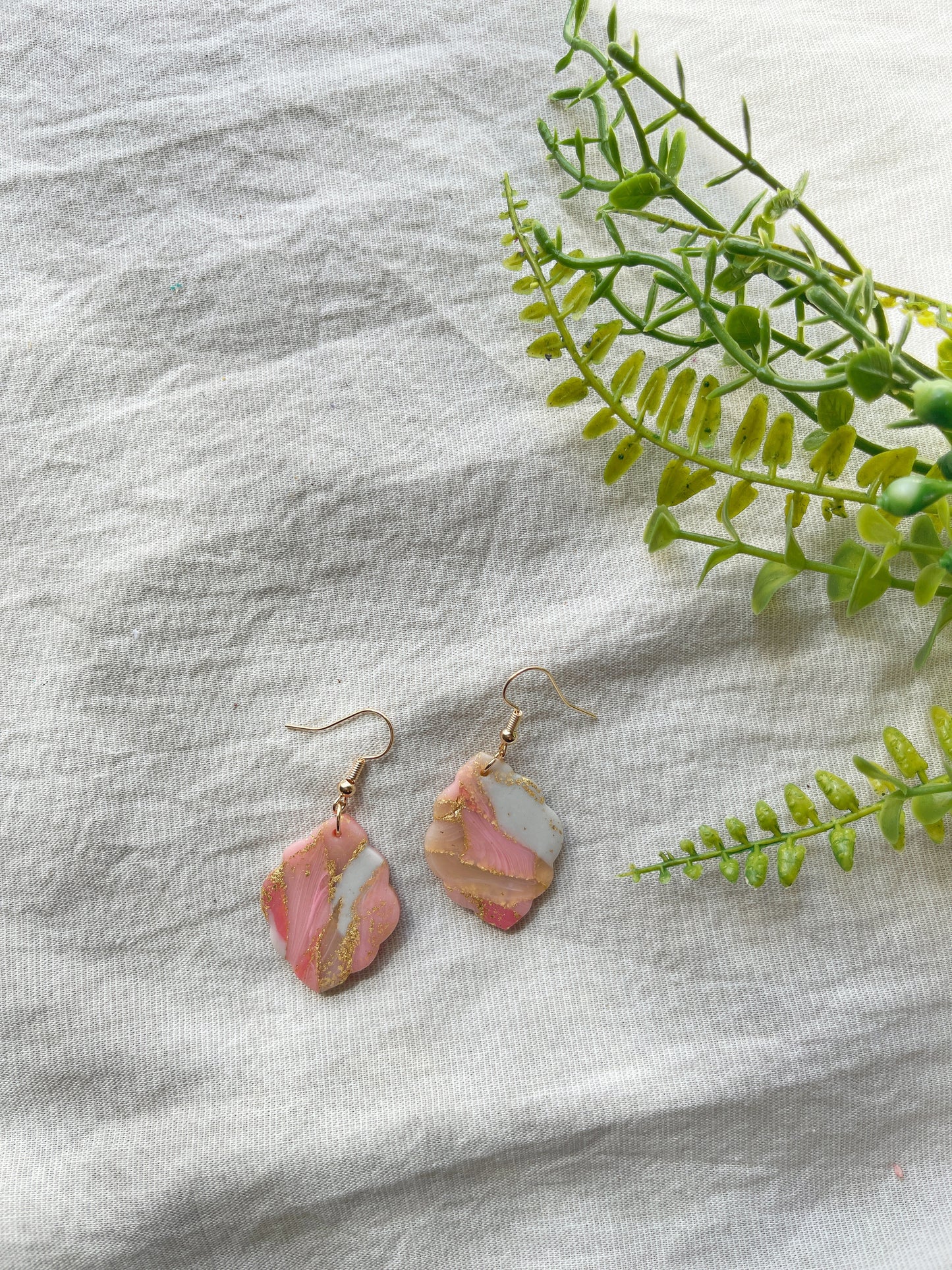 Pink Marble Clay Earrings