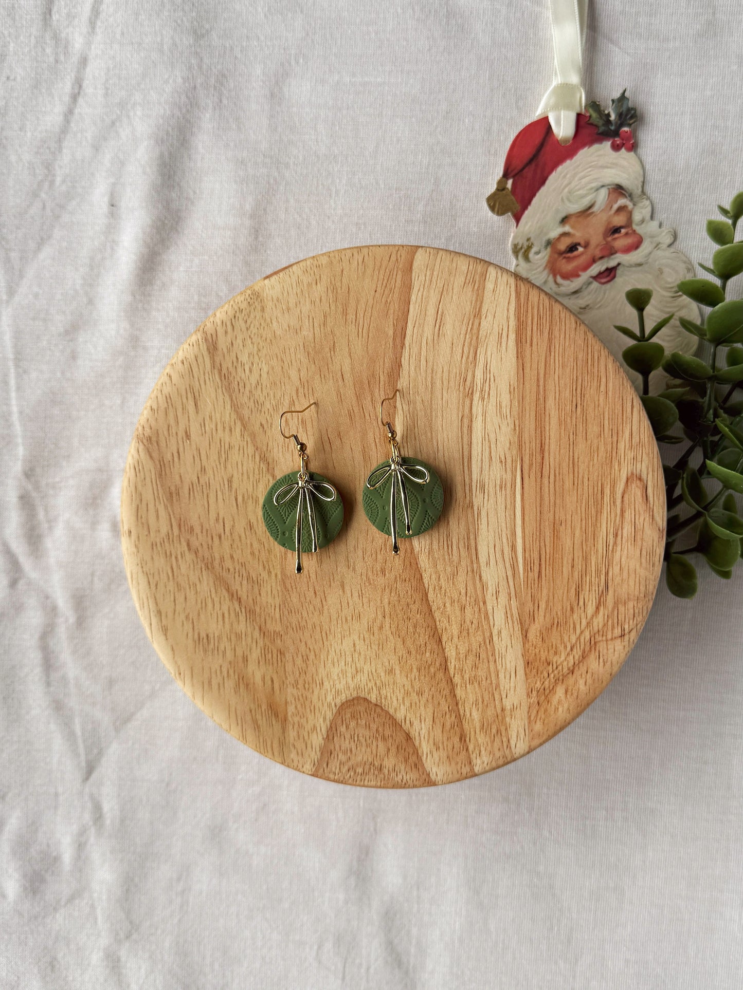 Gold Bow Clay Earrings