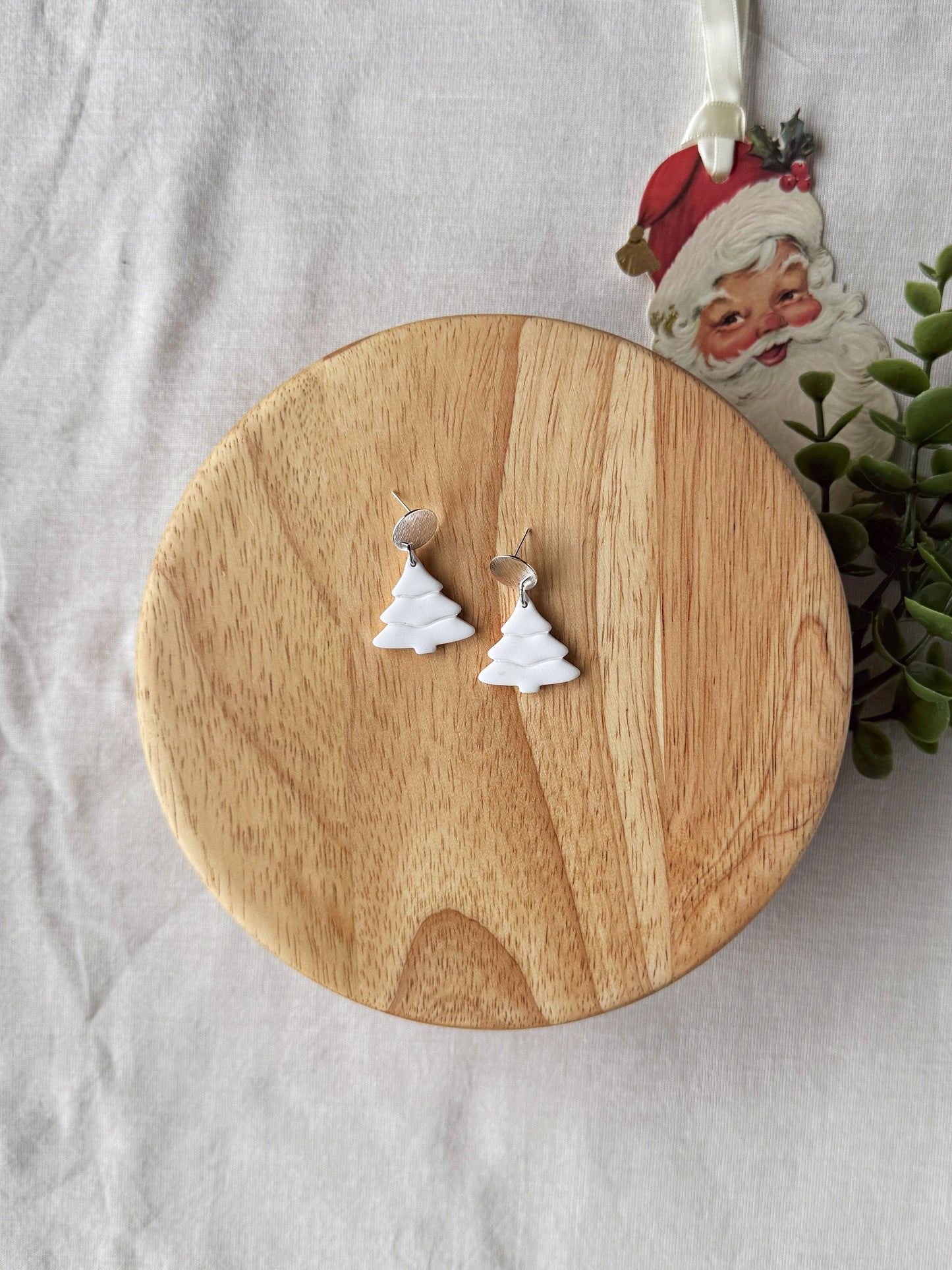 White Tree Clay Earrings