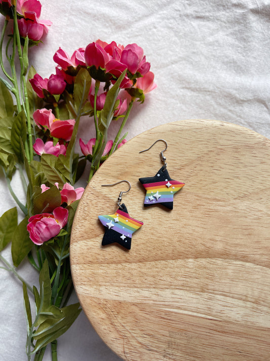 Star Galaxy Pride Clay Earrings