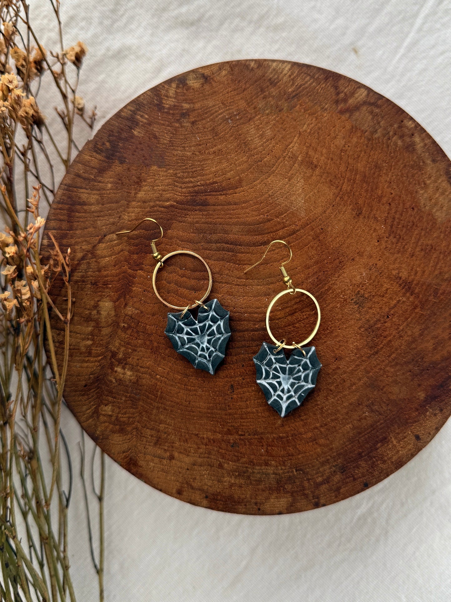 Spider Web Clay Earrings
