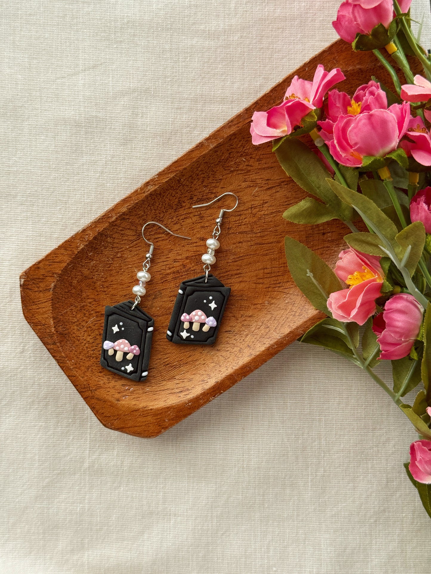 Mushroom Trio Clay Earrings