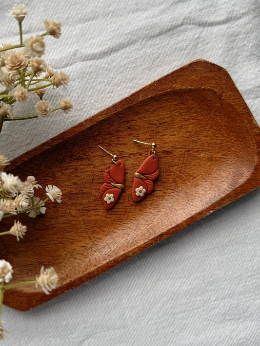 Moth Floral Clay Earrings