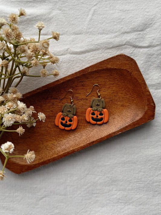 Woof-o’lantern Clay Earrings