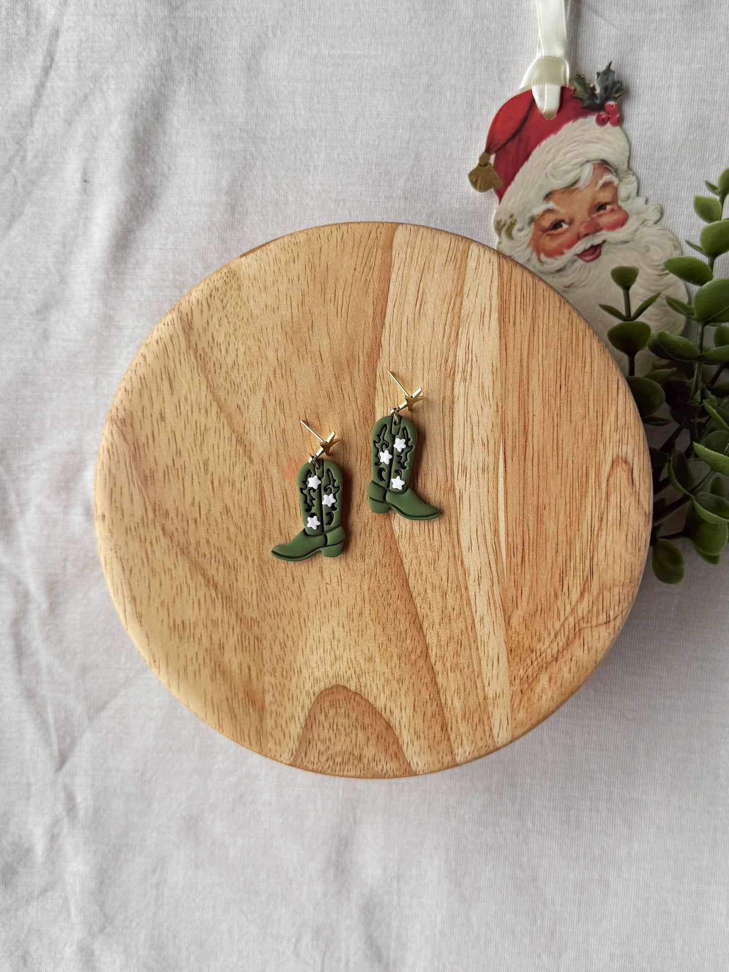 Cowboy Star Boot Clay Earrings