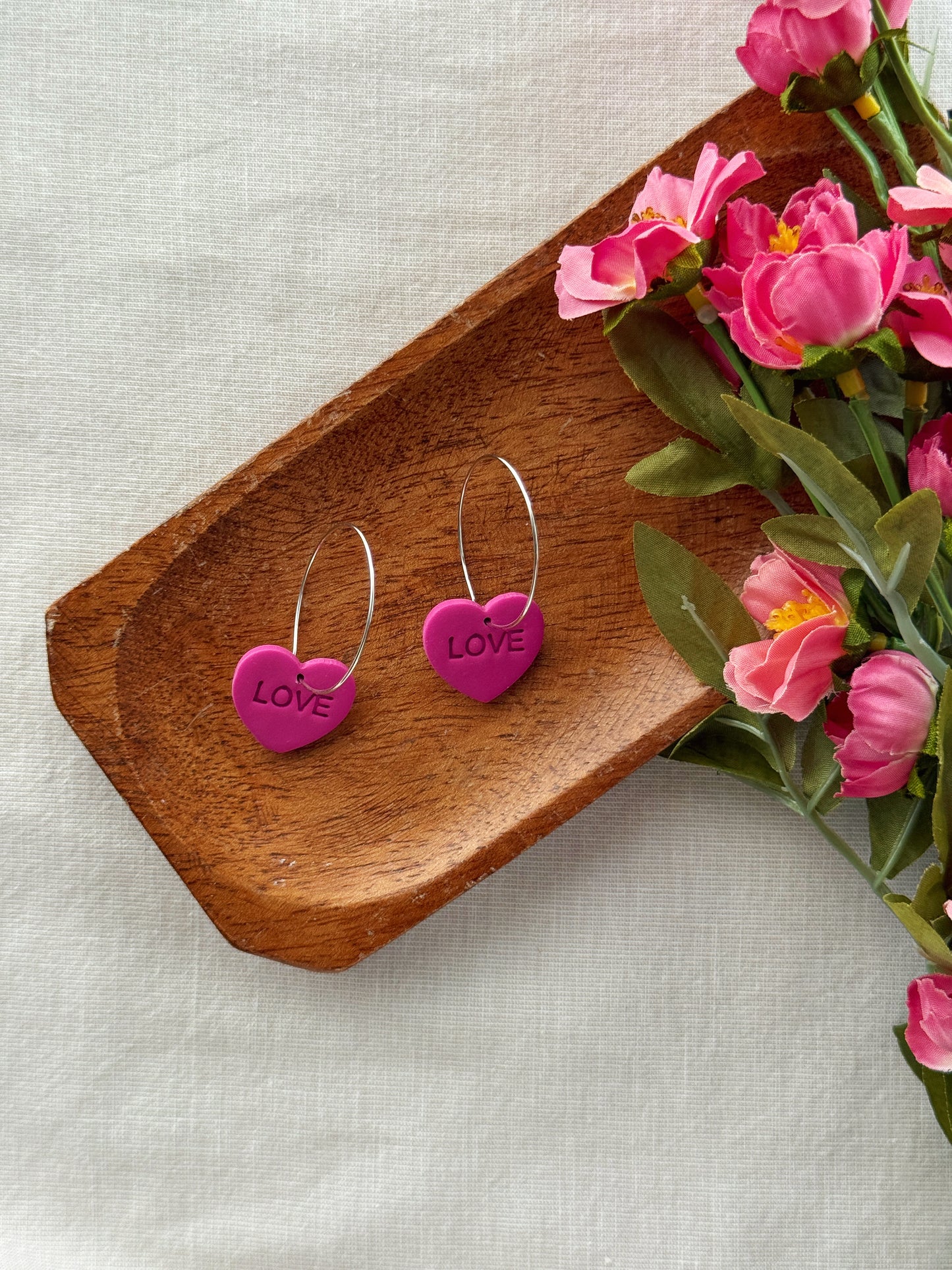 LOVE Candy Heart Clay Earrings