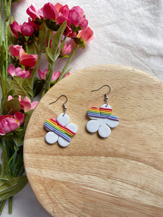 Daisy 3D Pride Clay Earrings