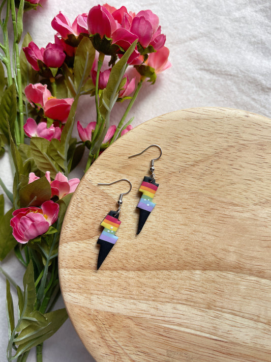 Lightning Bolt Pride Clay Earrings