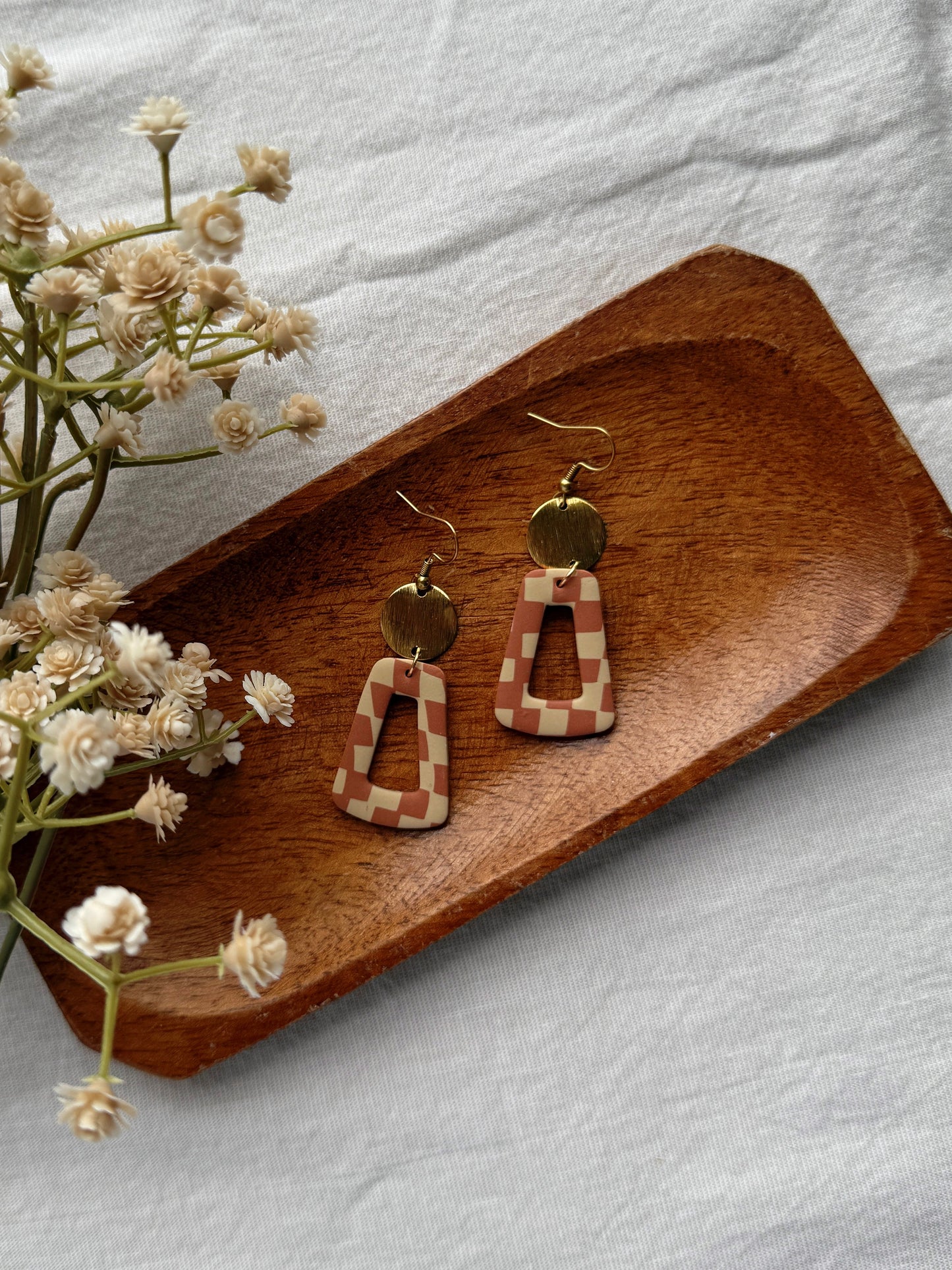 Checkered Clay Earrings