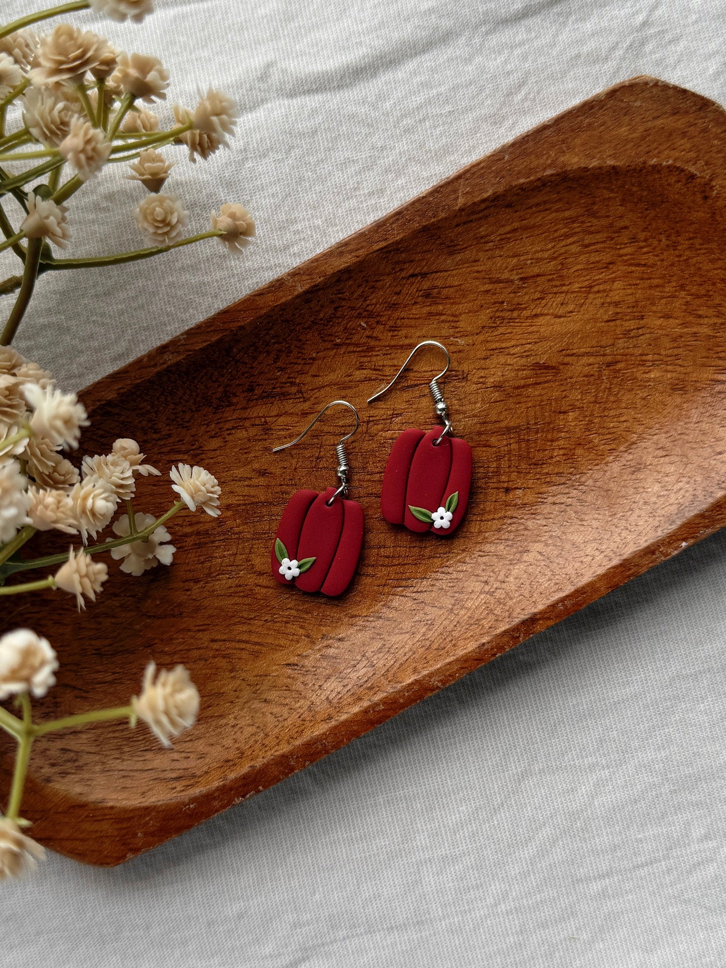 Plum Pumpkin Clay Earrings