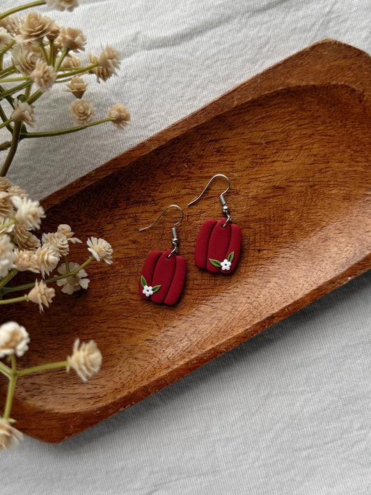 Plum Pumpkin Clay Earrings
