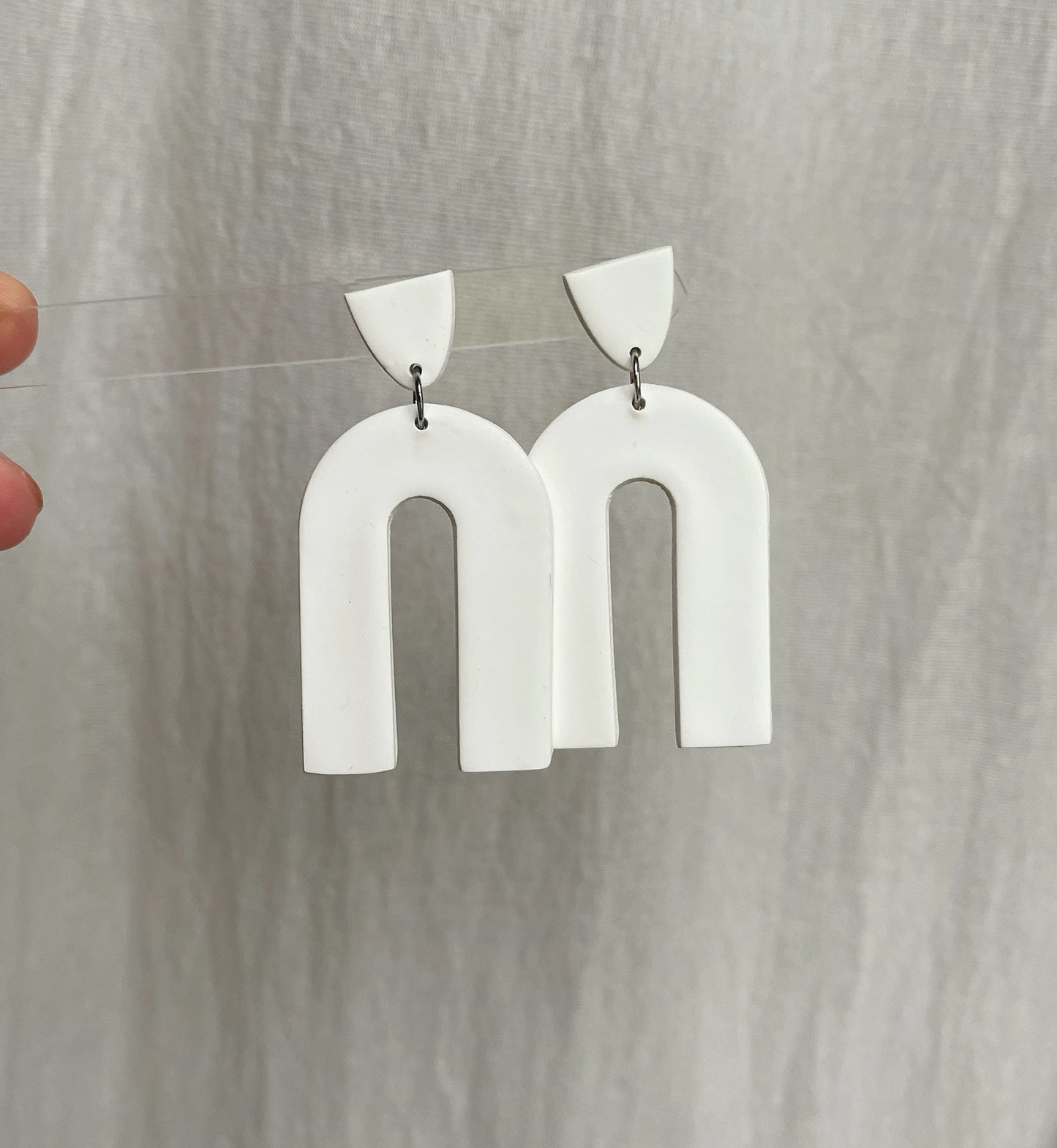 White Arch Clay Earrings