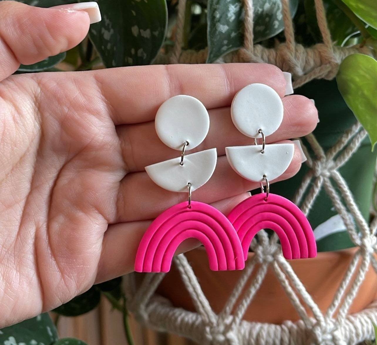Hot Pink Paradise Clay Earrings
