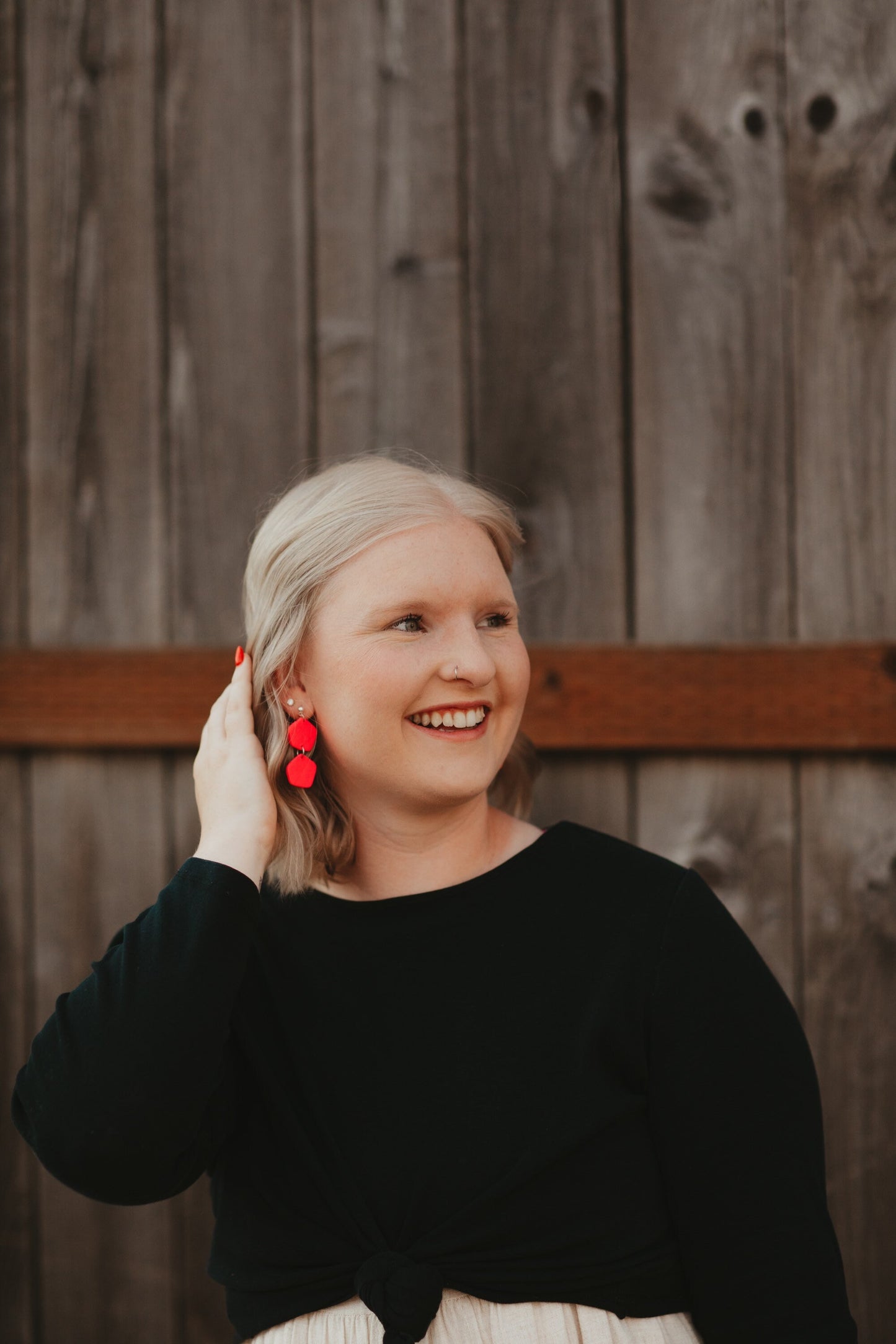 Hot Pink Stacked Clay Earrings
