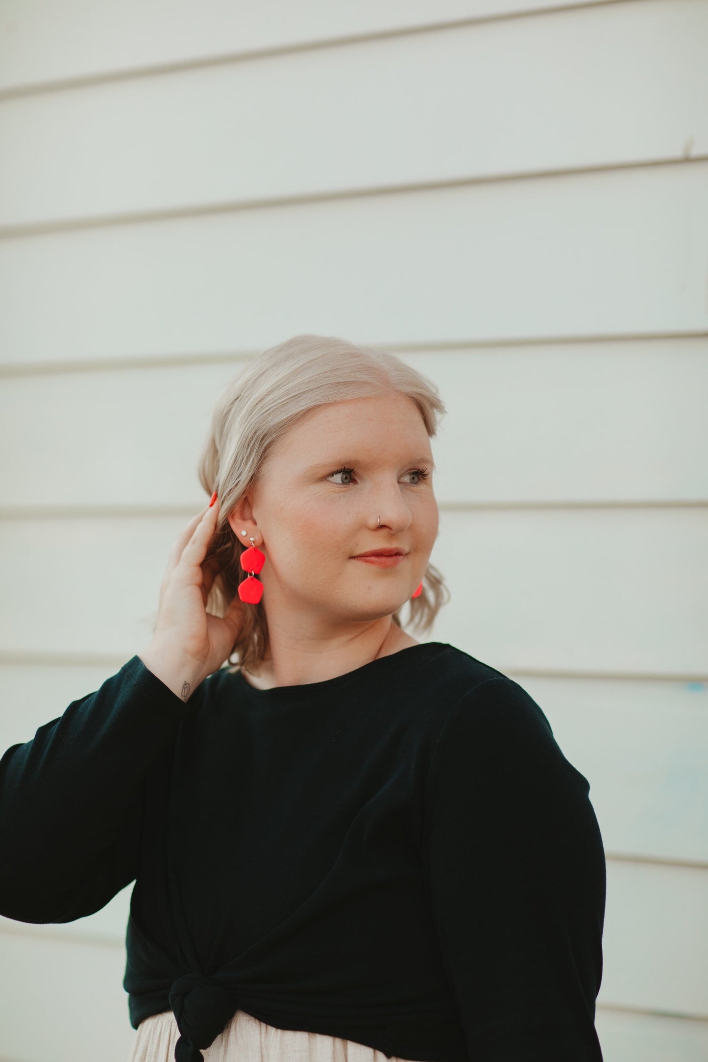 Hot Pink Stacked Clay Earrings