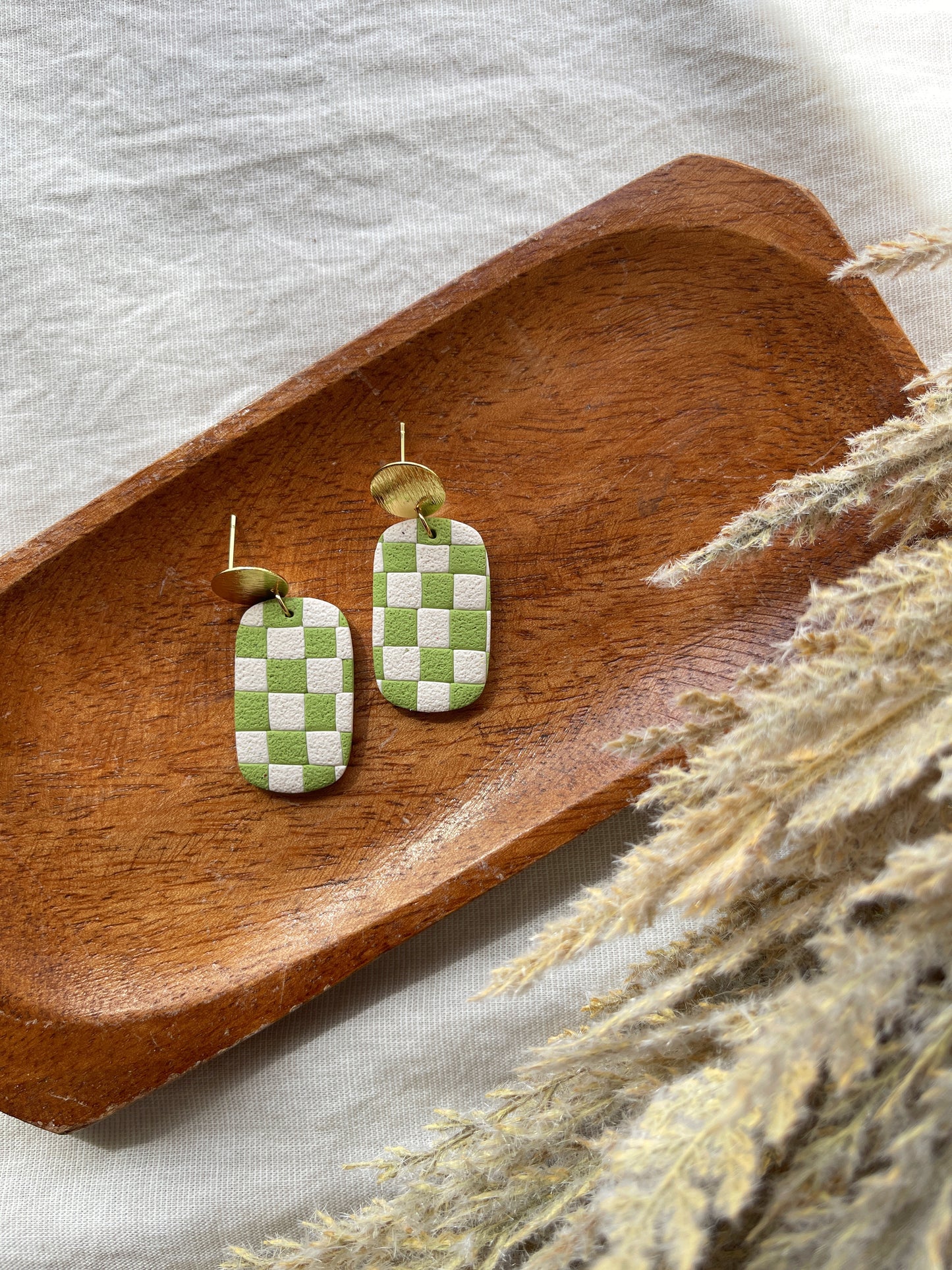 Checkered Clay Earrings