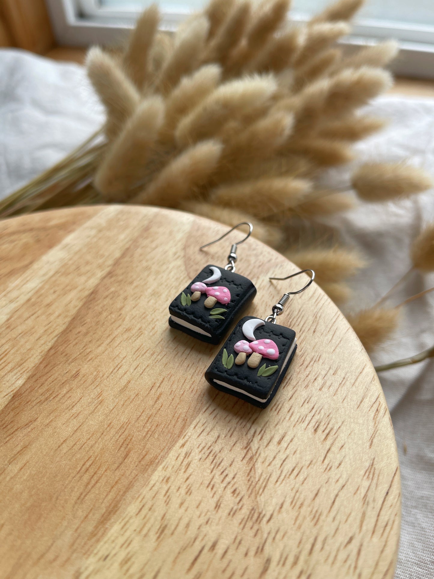 Mushroom Book Clay Earrings