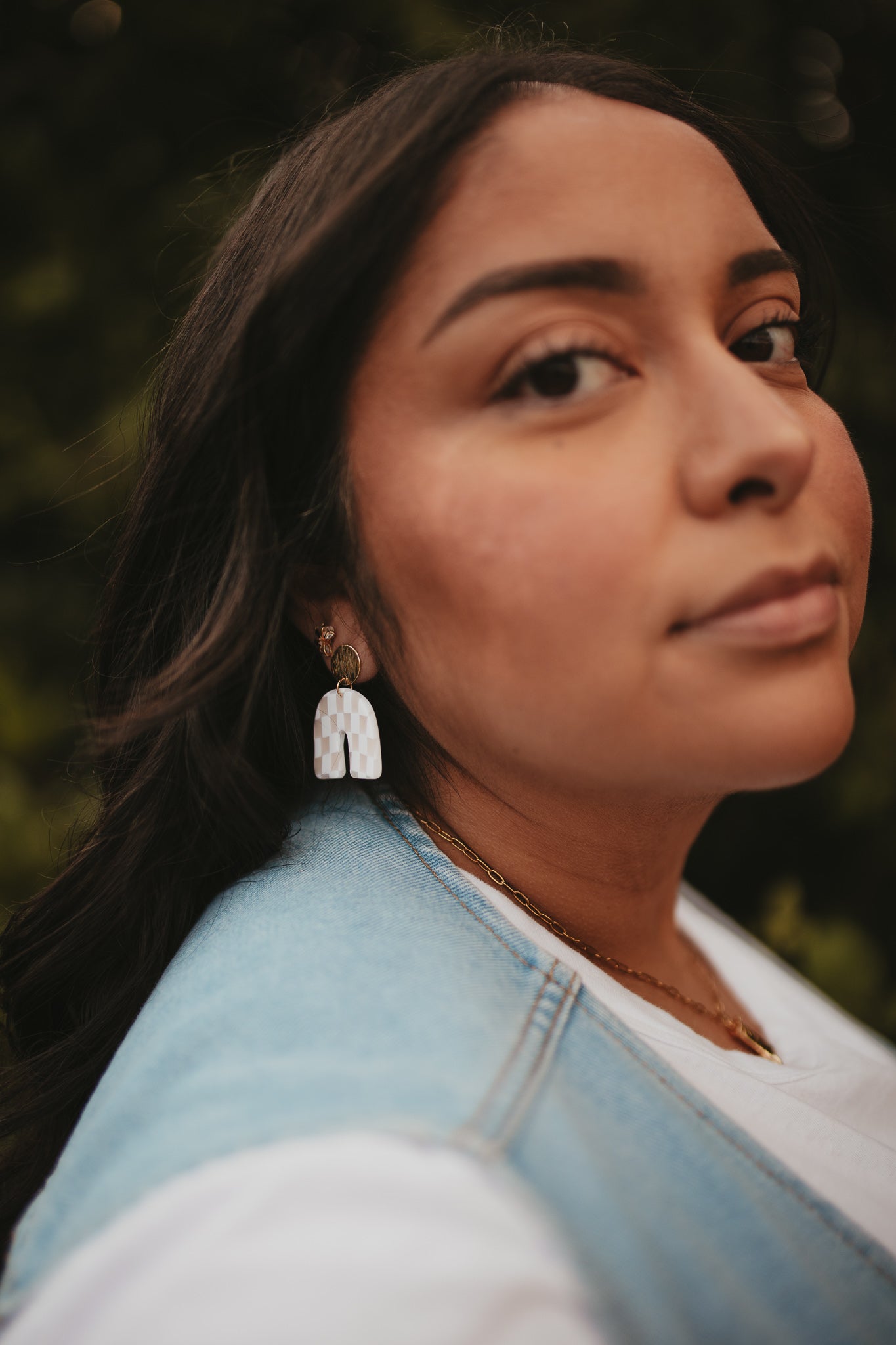 Muted Checkered Clay Earrings