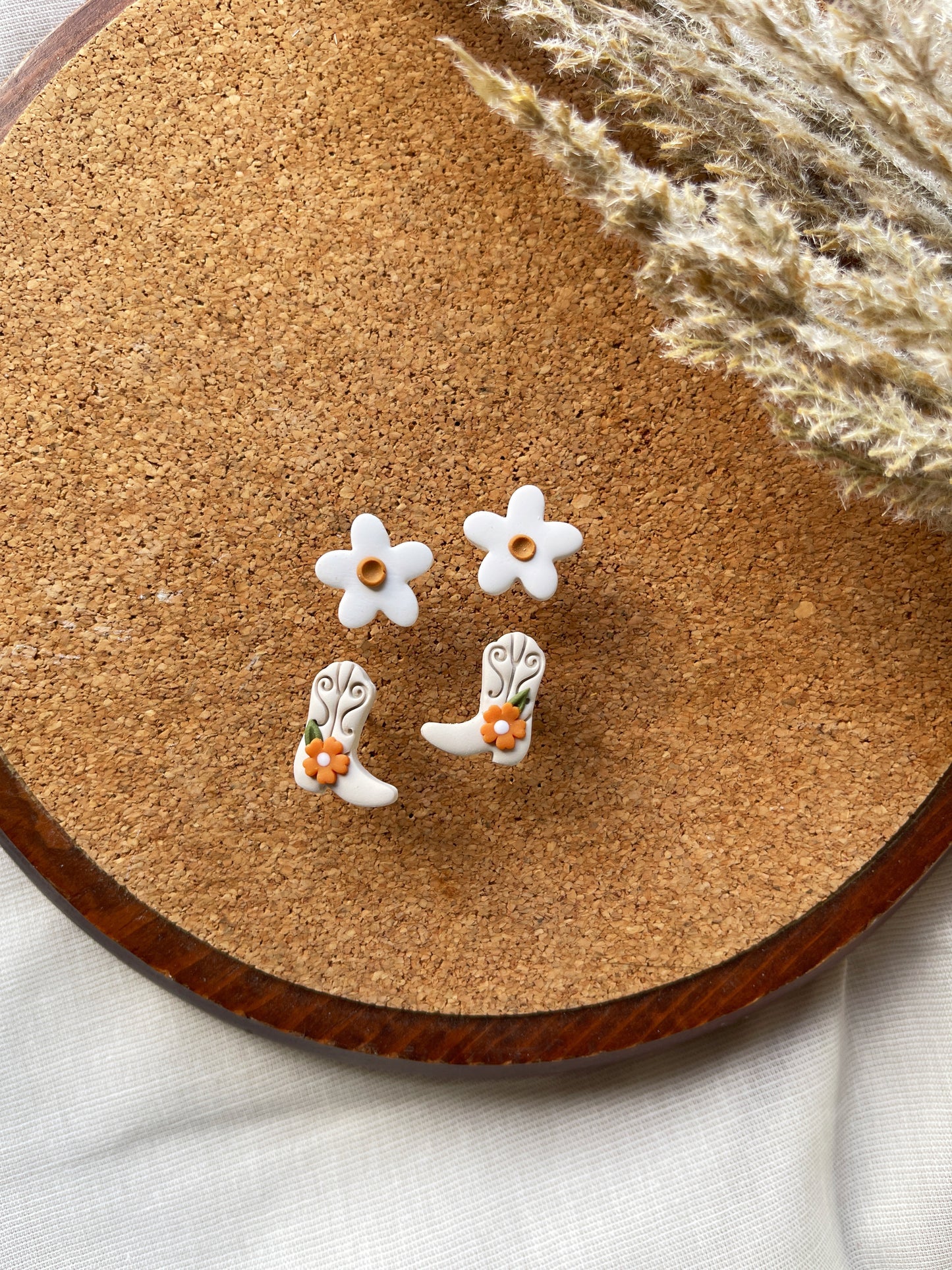 Daisy Boots Clay Earrings