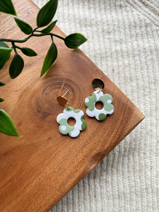 Embossed Daisy Pattern Clay Earrings