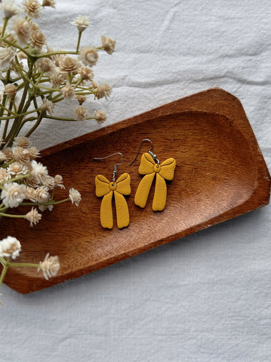 Embossed Bow Clay Earrings