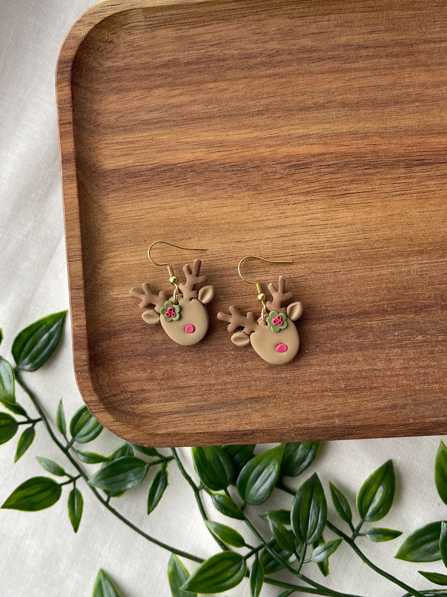 Reindeer Clay Earrings