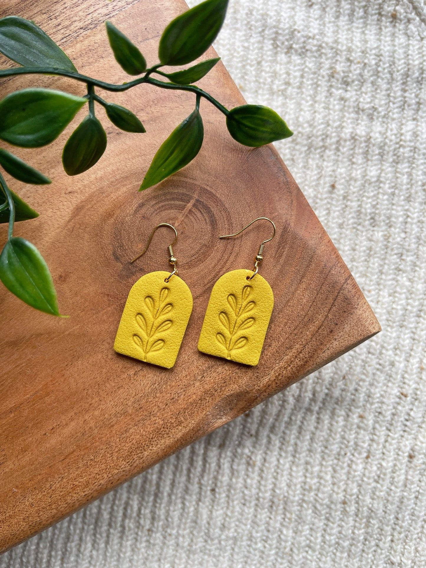 Yellow Embossed Clay Earrings