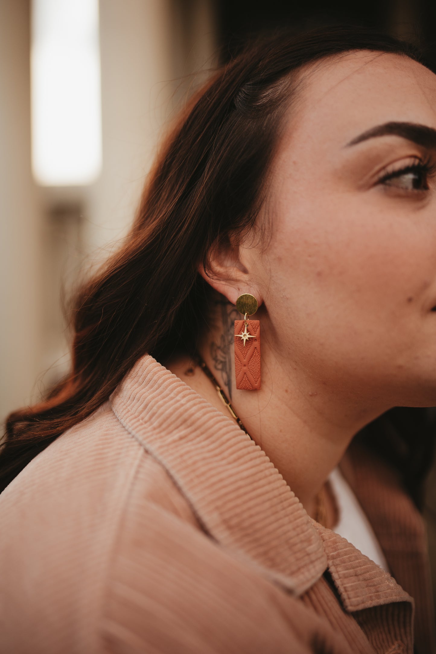 Gem Burnt Orange Clay Earrings