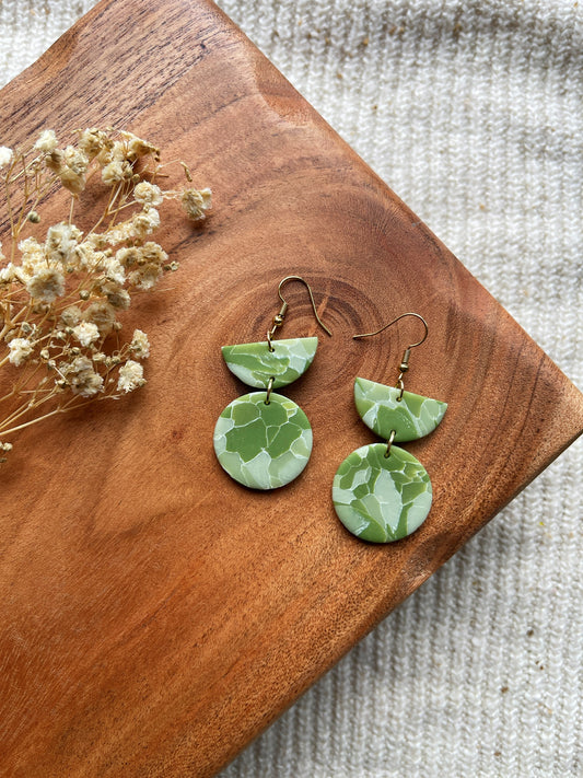 Marble Green Clay Earrings