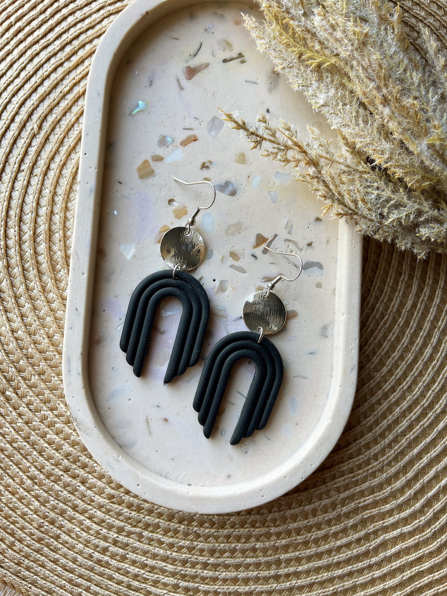 Black + Silver Clay Earrings