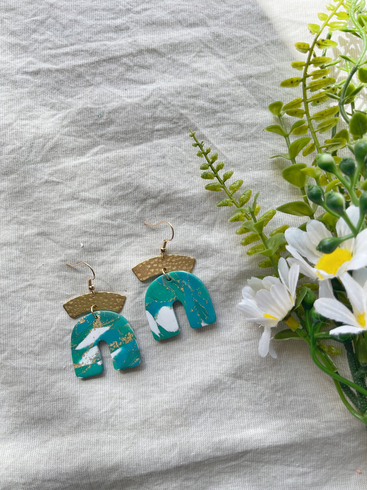 Turquoise Marble Clay Earrings