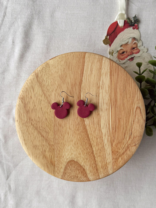 Maroon Embossed Clay Earrings