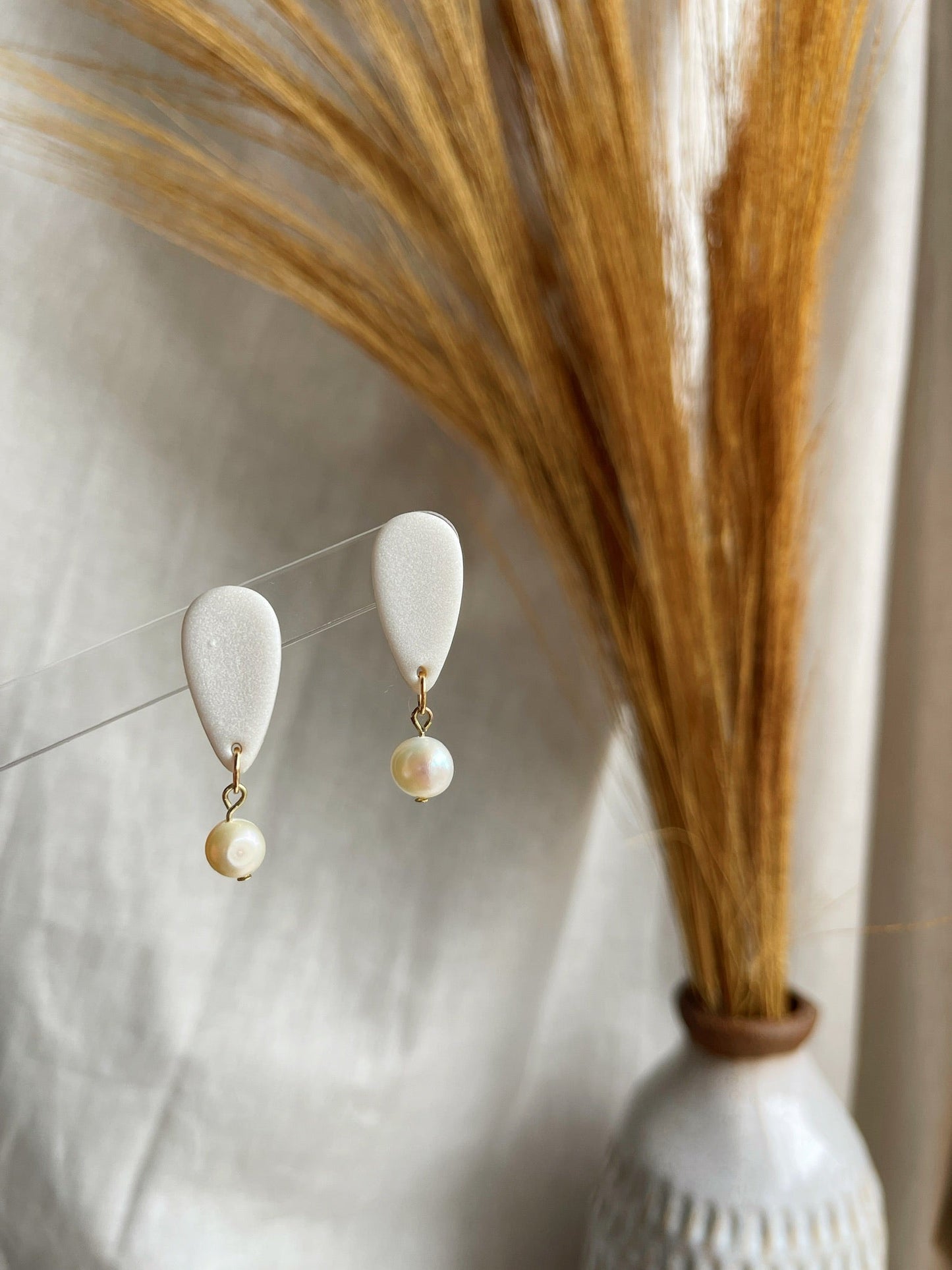 Pearl on Pearl Clay Earrings