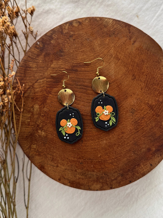 Orange Pumpkin Clay Earrings