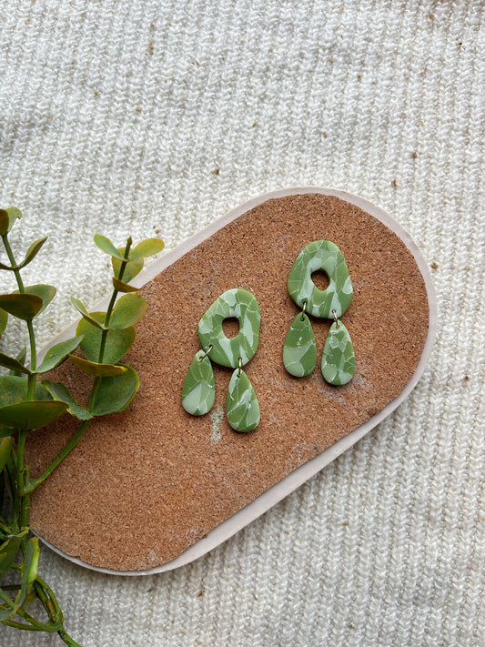 Green Marble Clay Earrings