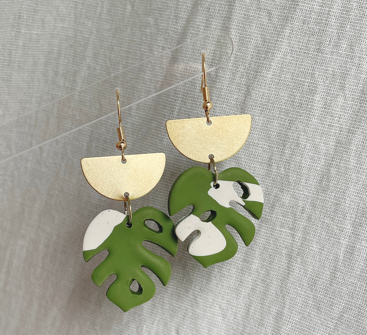 Monstera Clay Earrings