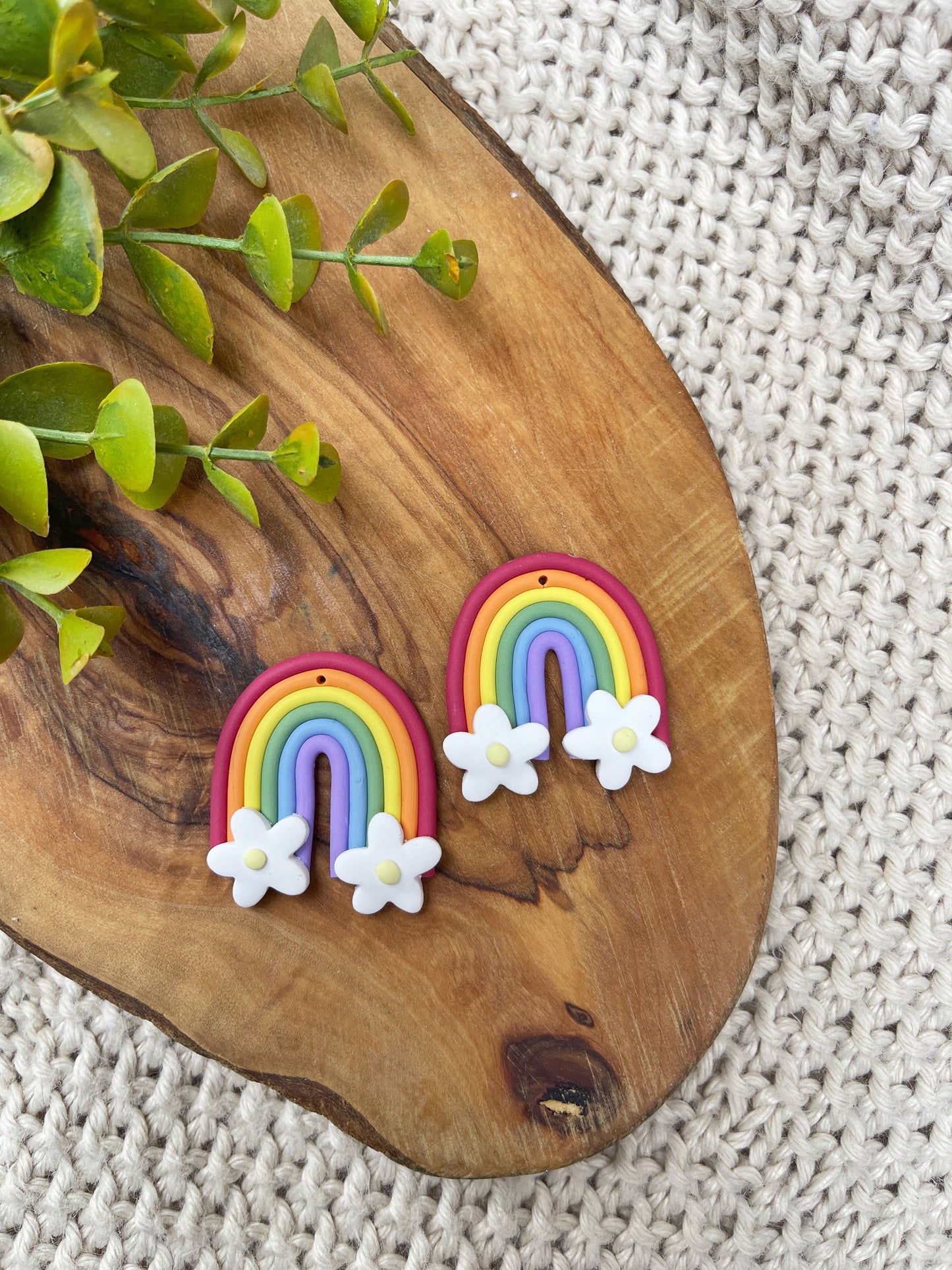 Rainbow Daisy Clay Earrings