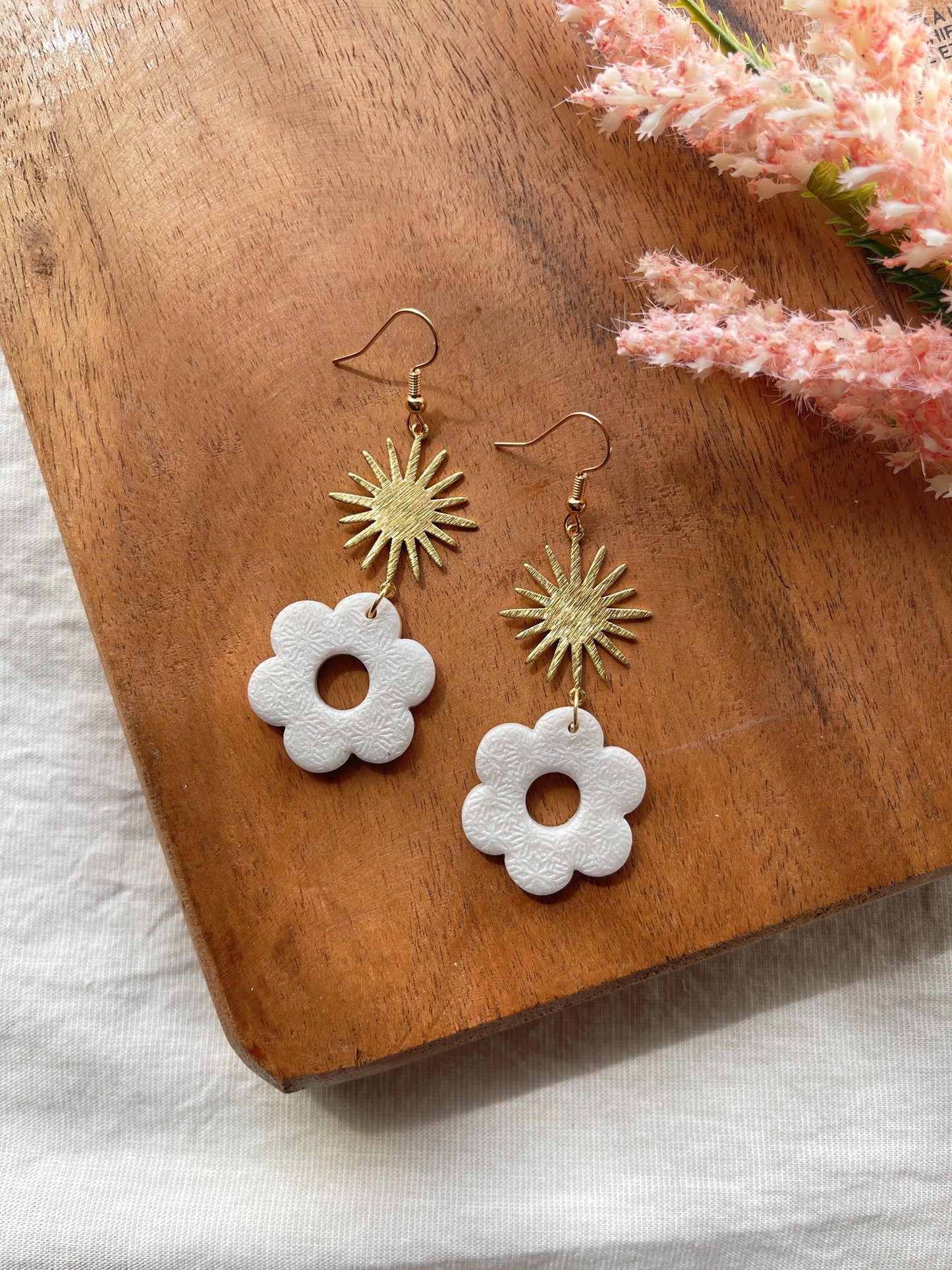 Pearl Daisy Clay Earrings