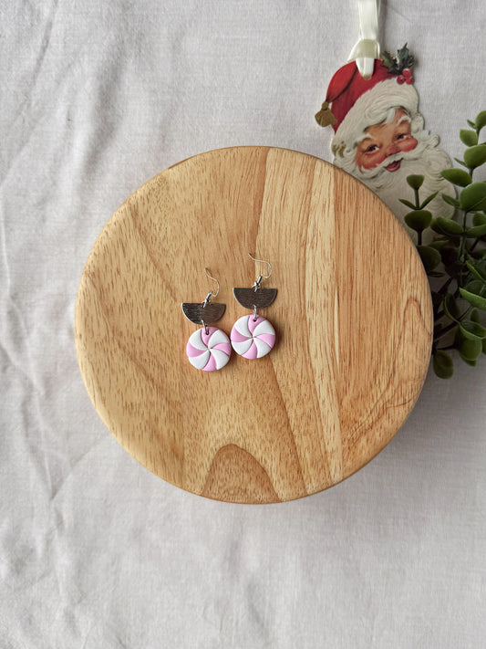 Pink Peppermint Clay Earrings