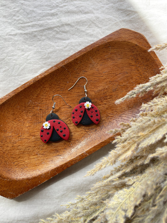 Lady Bug Clay Earrings