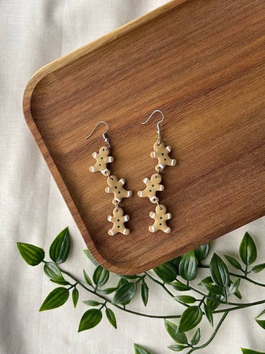 Gingerbread Trio Clay Earrings